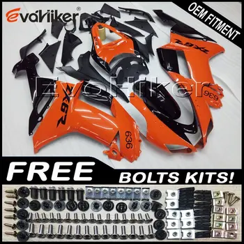 

Custom motorcycle cowl for ZX6R 2007-2008 ABS motor panels orange+gifts