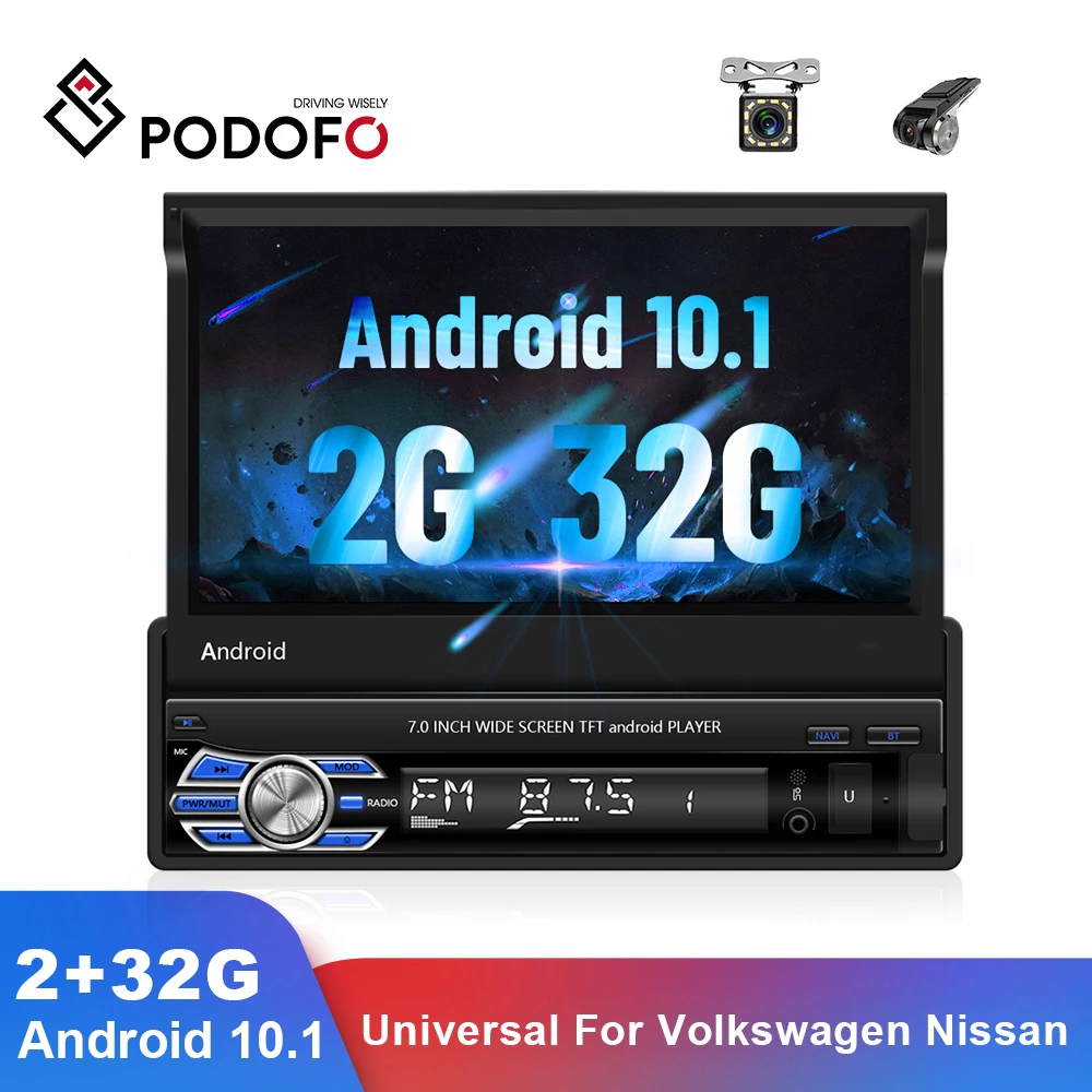Podofo автомобильный Радио Android 10 1 Din мультимедийный плеер Авто стерео приемник GPS