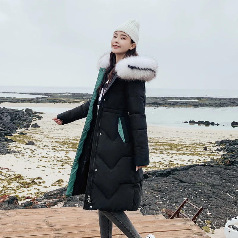#*Cheap Women parkas Winter Warm Slim Down Jacket long Hooded Coat korean style Fur Collar Parka Outwear Thicken overcoat female 2019