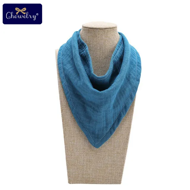 Blue Let's Make Baby Bib Cotton Accessories Newborn Wholesale 1pc Solid Color Snap Button Soft Triangle Towel Baby Feeding Drool Bibs - Цвет: Blue