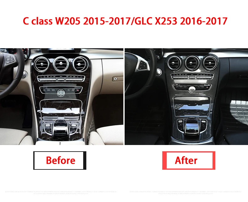 2 шт. декоративные панели центральной консоли Mercedes Benz C class W205 2015-2017/GLC X253 2016-2017 |