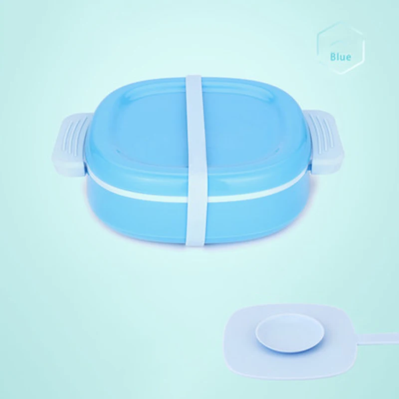 Нержавеющая сталь изолированный детский Ланч-бокс чаша Bento Box детская посуда столовая посуда портативный ящик для хранения детского питания - Цвет: Синий