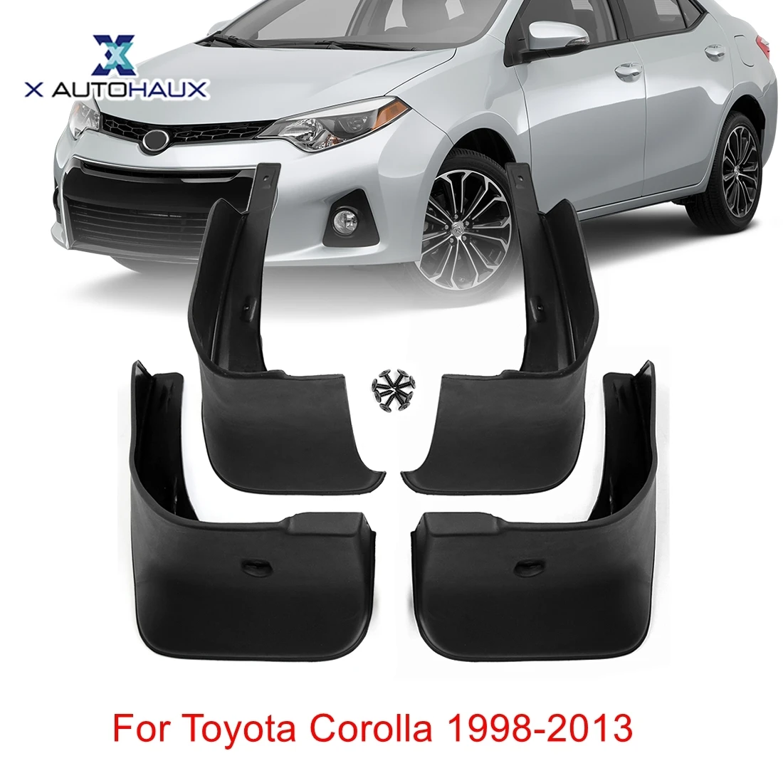 

X AUTOHAUX 4PCS Black Plastic Car Front Rear Fender Mud Flaps Mudguards Splash Guards Set For Toyota Corolla 1998 TO 2018