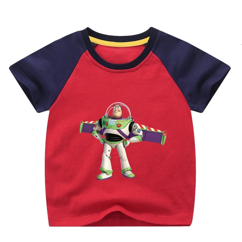 Летняя футболка для девочек Bing Buzz Lightyear, смешная комбинированная цветная футболка с круглым вырезом для детей, Детская футболка с героями мультфильмов одежда для малышей - Цвет: as picture