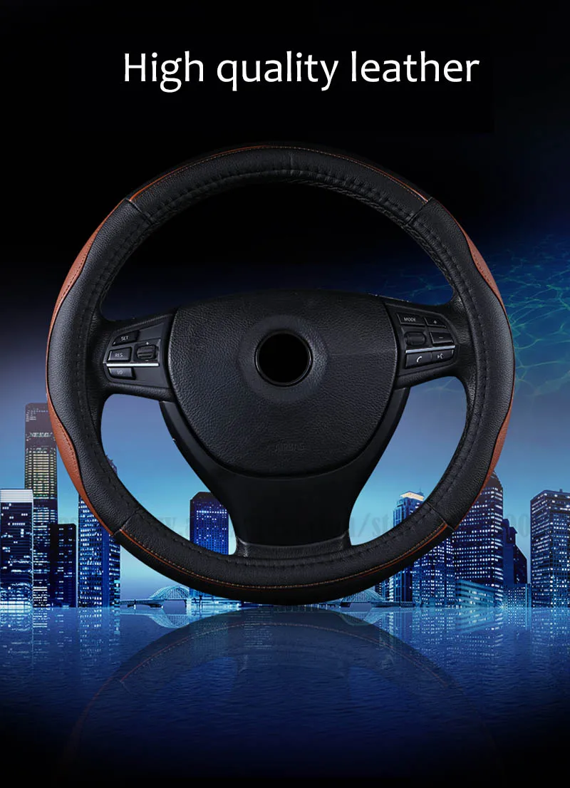 Высокое качество кожаный чехол на руль подходит для Geely Hover Isuzu SsangYong Audi ZOTYE сиденья 38 см стайлинга автомобилей