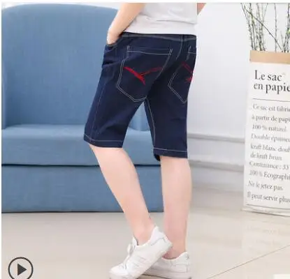 dark blue shorts Г. Летняя детская одежда шорты для мальчиков повседневные узкие джинсы джинсовые шорты для маленьких мальчиков, летние короткие штаны для больших детей - Цвет: dark blue shorts