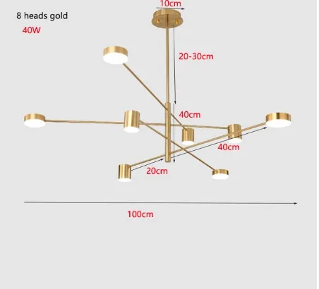 Modern Luxury Golden Pendant Lights LED Nordic Creative Loft Iron Hanging Lamp for Restaurant Livingroom Bedroom Bar Indoor Deco - Цвет корпуса: 8 heads