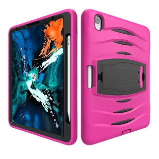 Для iPad Pro 12,9 чехол с карандашом, детской кожи, безопасный противоударный Heavy Duty ПК с прочной подставкой полная защитная крышка - Color: Rose Red