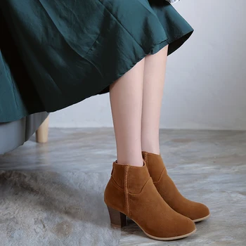 

Big Size 9 10 11-15 boots women shoes ankle boots for women ladies boots shoes woman winter Rear zipper ankle boots