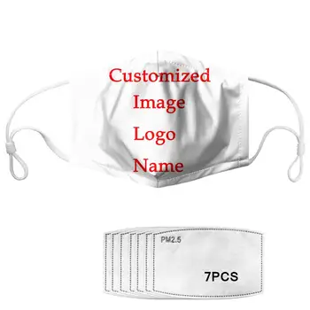 

3D Image/Name/Logo Print Mouth Mask 7PCS Filters PM2.5 Women Men Customized Face Mask Anti-Dust Reusable Washable Mask Kids