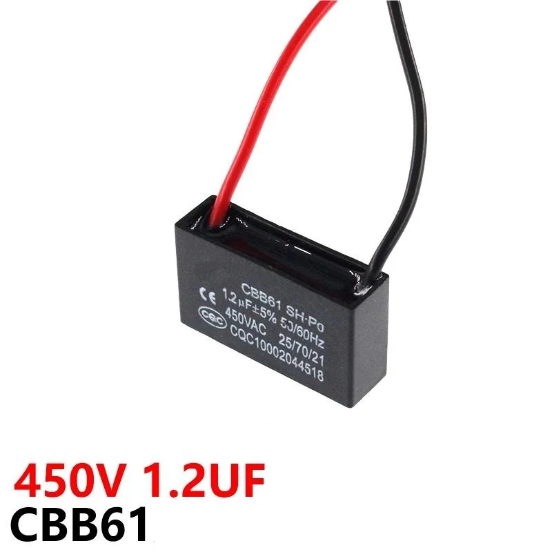 

CBB61 Fan Starting Capacitor 450VAC 1.2UF With Line Capacitance Lead Length 10CM
