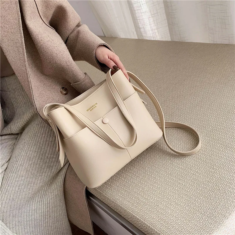 

Large Capacity Bag Women's Korean-style PU Leather WOMEN'S Bag Special Offer Simple One-Shoulder Oblique Bucket Bag Fashion