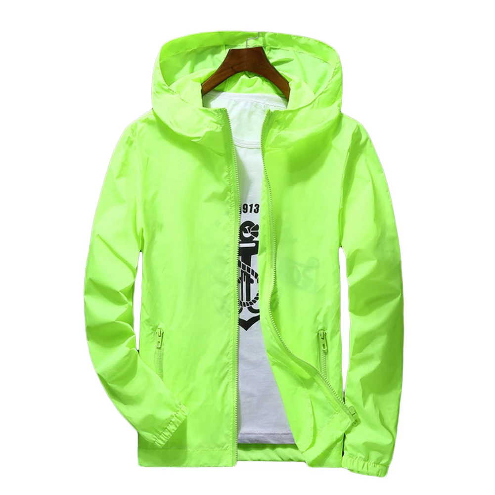 Chaqueta cómoda rompevientos impermeable para hombre, chaqueta con cremallera y capucha, prendas de vestir deportivas de secado rápido para Camping al aire libre