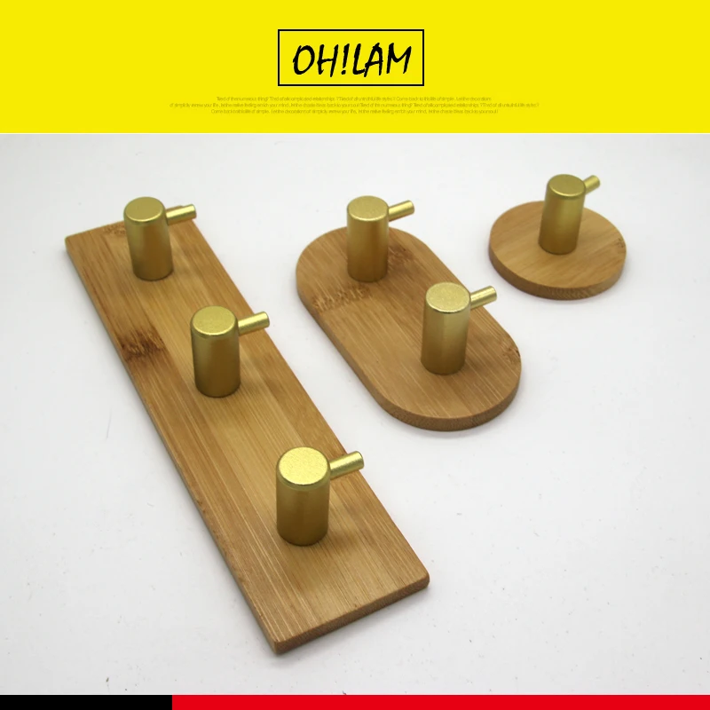 

1/2/3 Wooden Hangers Self Adheisve Wall Hanging Hook Coat Umbrella Clothes Bags Holder Hook KItchen Bathroom Storage Holder Gold