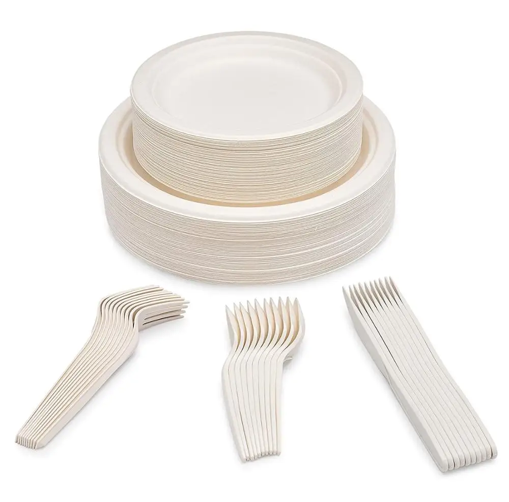 

50 pcs 100% Compostable Spoons Large Disposable Utensils (6.5 in.) Eco Friendly Durable Knives for Home & Office