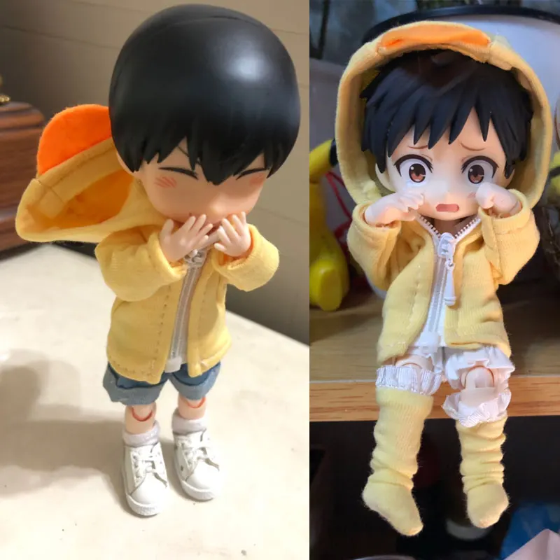 Молли ob11 свинья 1/12 bjd пальто куклы желтый с изображением утки лягушки на молнии