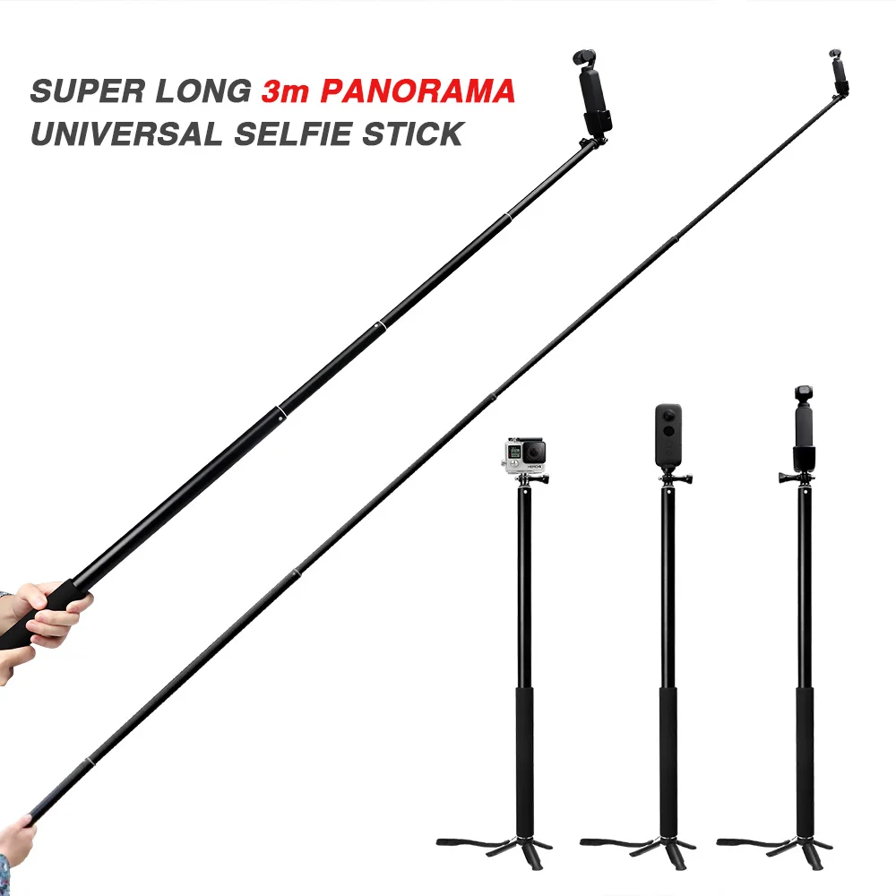 3M de aleación de aluminio de palo Selfie monopie para Insta360 uno X/R /Gopro héroe 7 6 5 Cámara de Acción Sjcam Accesorios