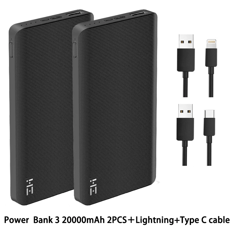 ZMI power Bank 10000 мАч Внешний аккумулятор Портативная зарядка Быстрая зарядка 2,0 Двусторонняя Быстрая зарядка для iPhone - Цвет: Blue 2pcs