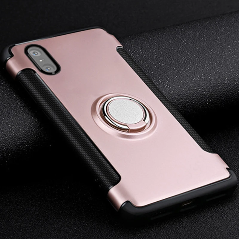 Кольцо магнитное для iPhone 11 Pro XS Max X XR автомобильный чехол-держатель 5 6 S 6 S 7 8 Plus 6Plus 7Plus 8 Plus задняя крышка телефона силиконовый пластик - Цвет: Rose gold