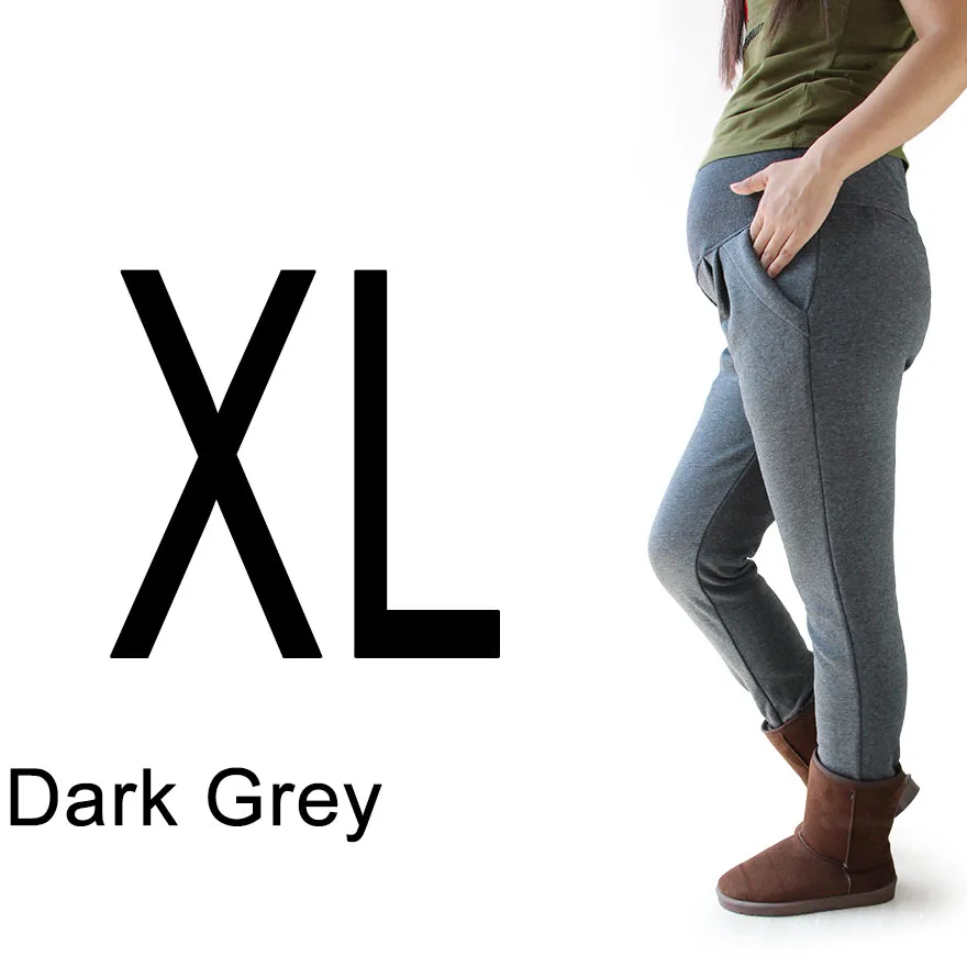 Dark Grey XL Зимние Леггинсы для беременных, большие размеры XL XXL 3XL 4XL, темно-серые хлопковые бархатные теплые зимние леггинсы, штаны для беременных, дизайн - Цвет: Dark Grey XL