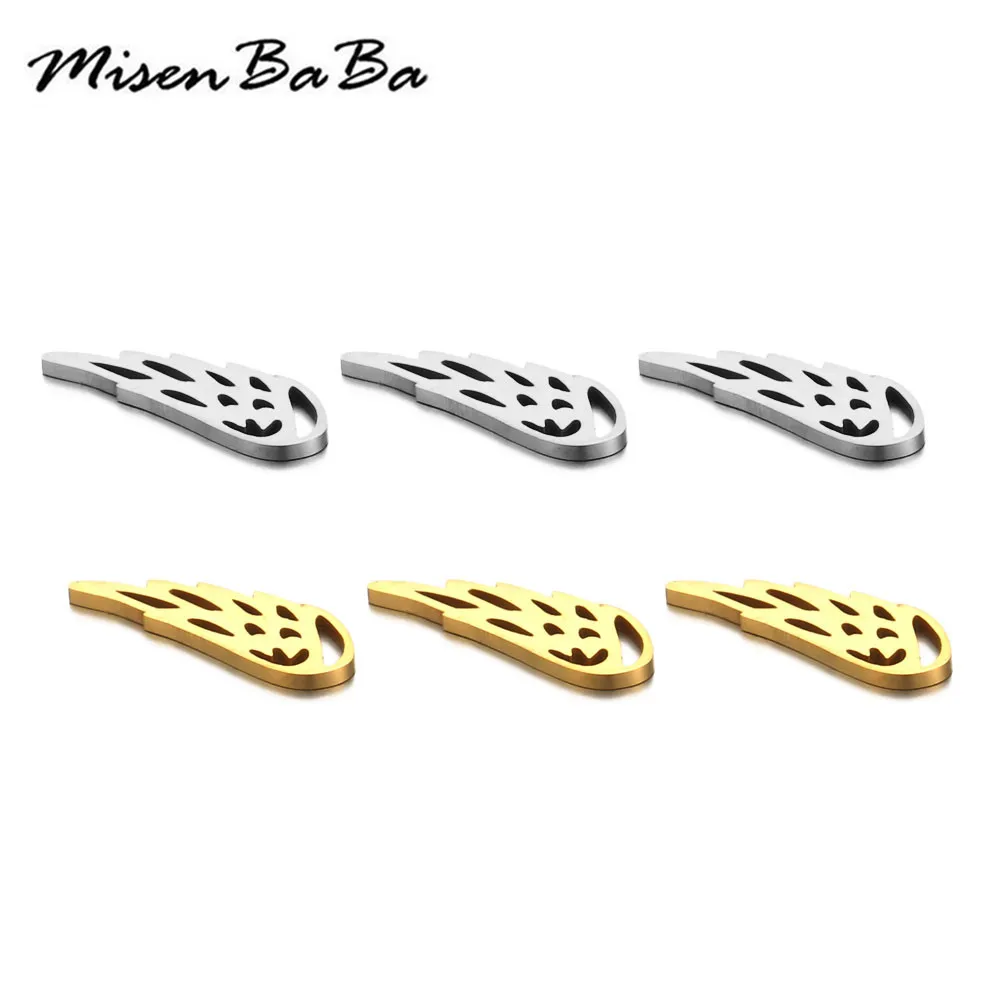 10 шт./партия украшения с перьями из нержавеющей стали подвески крыльями ангела