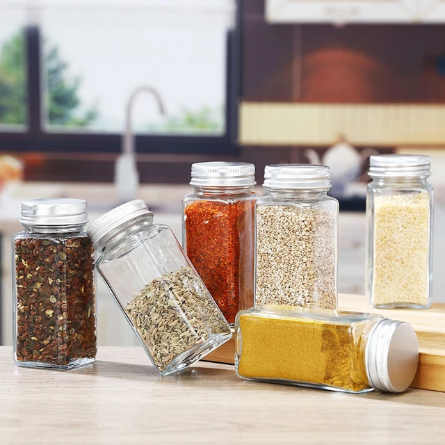 Glass Spice Jars with Bamboo Lid Spice Seasoning Containers Spice Pot Salt  Pepper Shakers Spice Organizer Kitchen Spice Jar Set - AliExpress