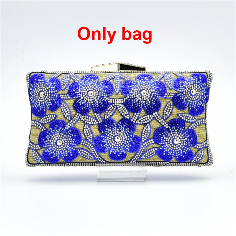 Blue bag only Итальянская обувь с сумки в комплекте, Размер 38–43 для Для женщин нигерийское Для женщин Свадебный комплект из обуви и сумки, украшенные стразы женские туфли-лодочки женская обувь - Цвет: Blue bag only