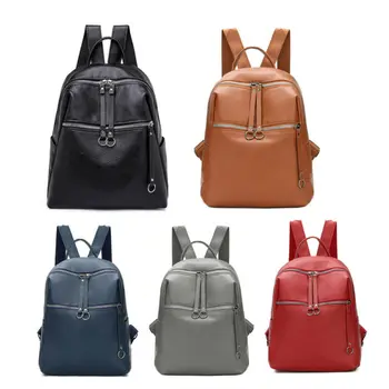 

Fashion Women Girl Small Leather Backpack Student School Travel Solid Nylon Bag