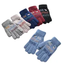 Детские перчатки зима-осень, теплые мягкие вязаные перчатки для мальчиков, модные перчатки для детей, От 5 до 8 лет высокого качества