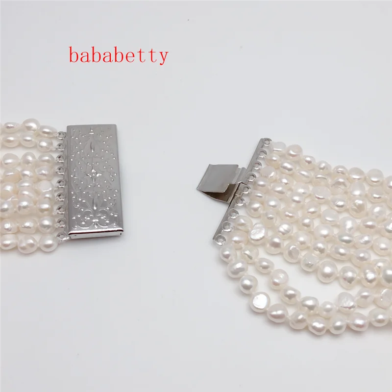 9 нитей 6-7 мм белое ожерелье из пресноводного жемчуга в стиле барокко