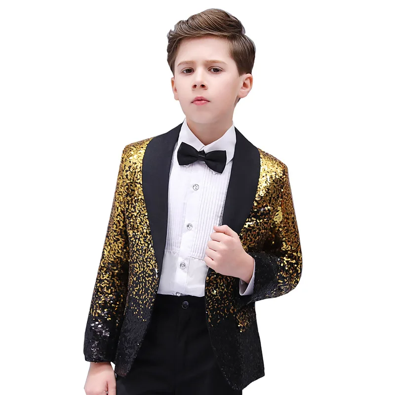 high quality Children's Suit Boys Dress Catwalk Costume Sequins Small