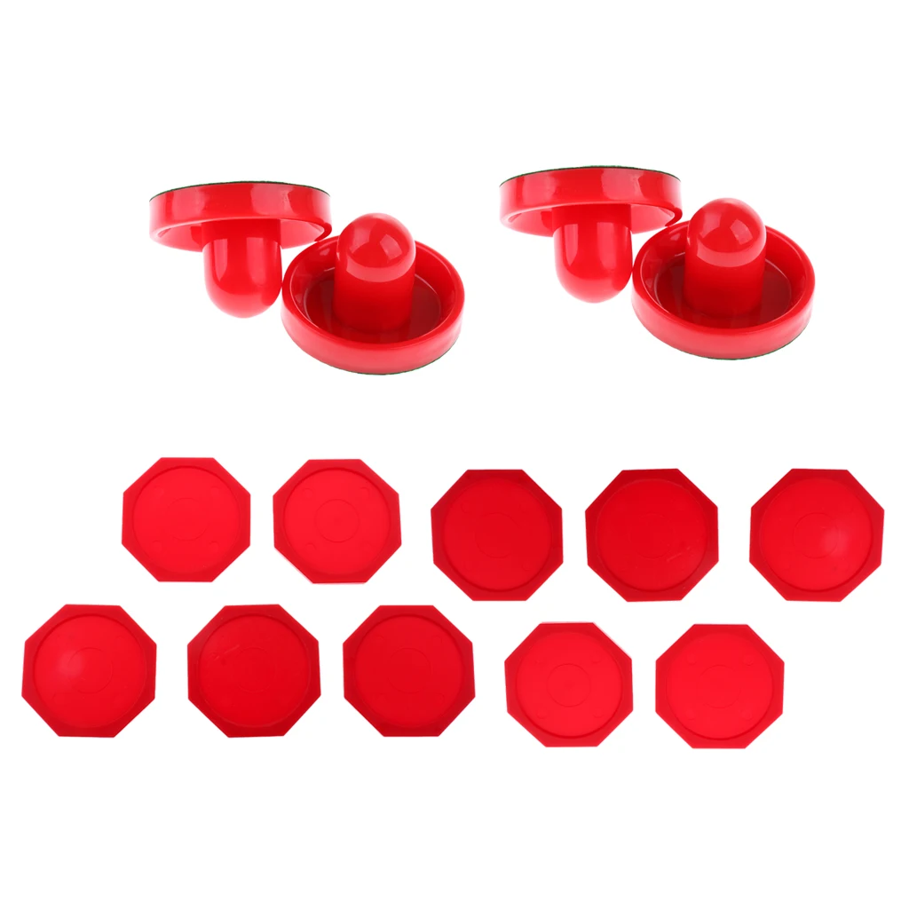 4Pcs Air Hockey 95mm Pusher Goalies And 10Pcs 63mm Octagon Pucks