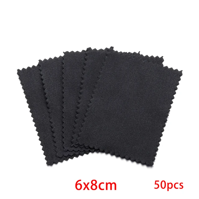 10-50pcs Polish Polishing Cloth Silver Color Cleaning  Polishing Cloth Soft Clean Wipe Wiping Cloth For Silver Gold Jewelry Tool Black 6x8 50Pcs