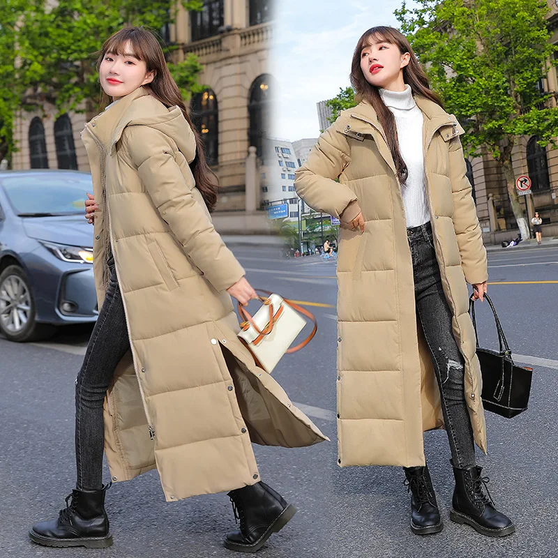 FORERUN Extra Long Coat Women Hooded 