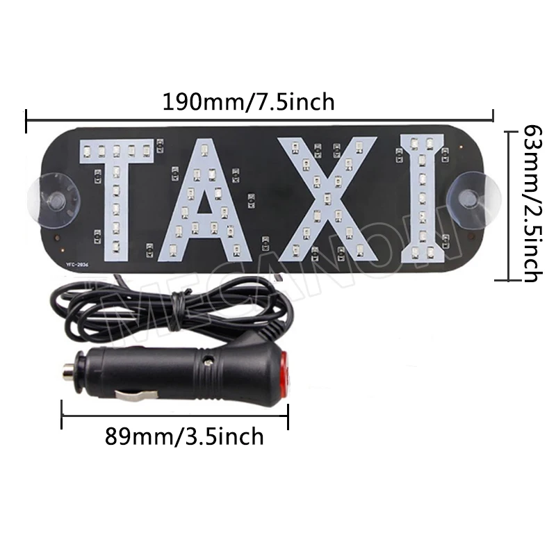 car light taxi driver uber roof lamp led suction cup indicator car cigarette lighter head TAXI -1-6-水印
