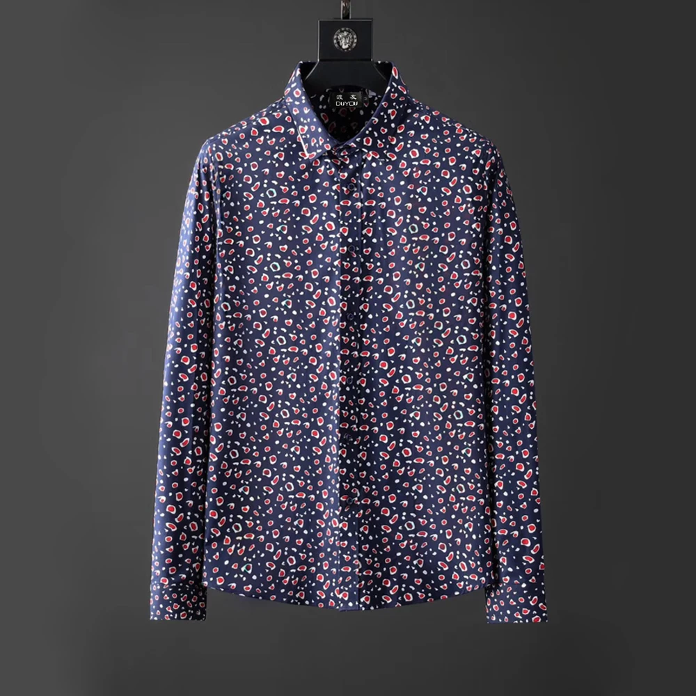 

DUYOU Mens Cotton Shirt Men Dress Shirt Men Covered floral Shirt High Quality Slim Fit Casual Shirts DY2916