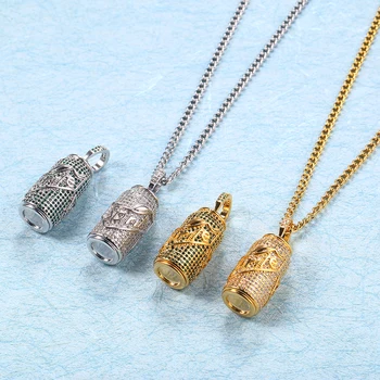 

Cross-border hot sale hip hop copper micro inlaid zircon sprite bottle pendant hip hop trendy fashion necklace wholesale