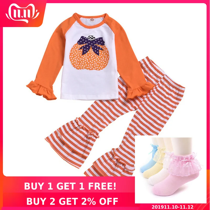 

cute autumn halloween baby girls clothing set long sleeve t-shirt+pant infant girl toddler baby clothes newborn baby clothes