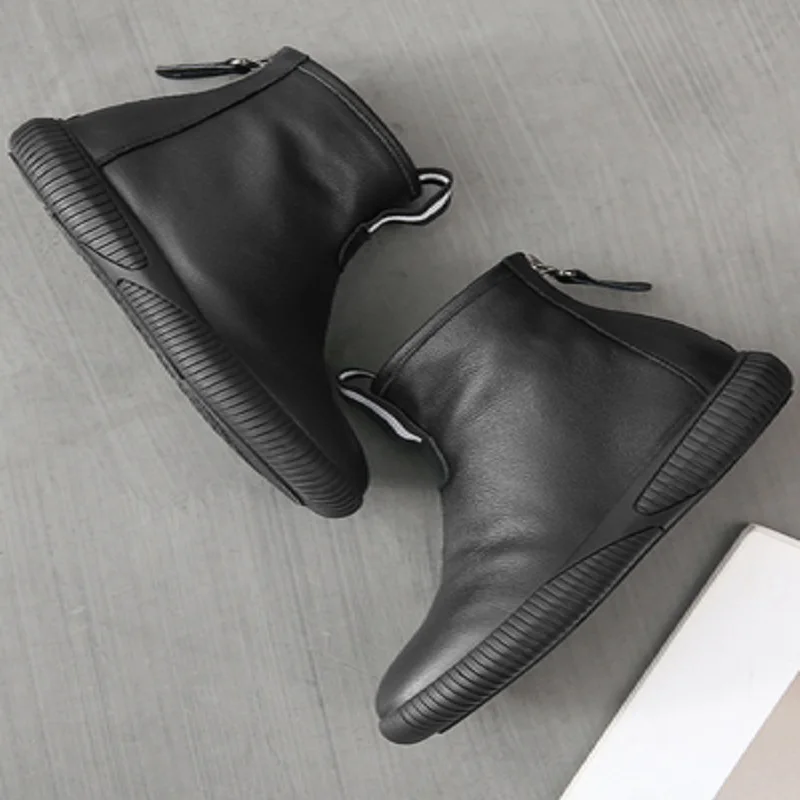

First layer cowhide boots children short tube 2019 autumn and winter new wild Martin boots flat single boots