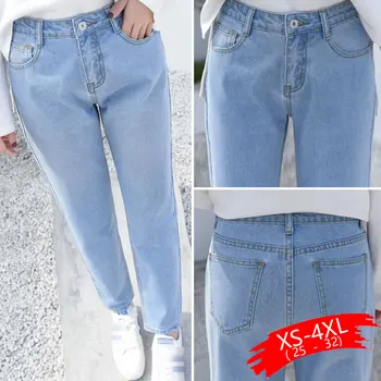

2020 Fashion Ripped Jeans Woman High Waist Boyfriend Jeans For Women Plus Size Blue Black White Denim Mom Jeans Pants Trousers