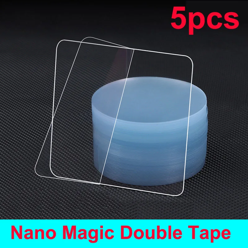 

5pcs Reusable Nano Magic Tape Double Sided Tape Strong Waterproof Adhesive Nano Tape Magic Stickers Transparent Nano Double Tape