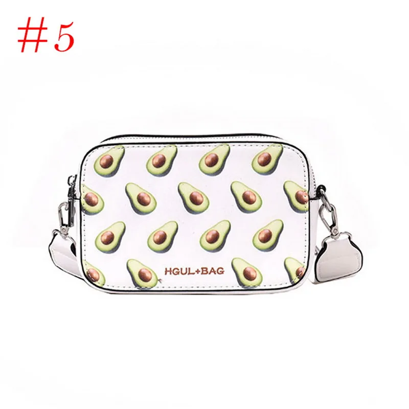 Новые сумки с фруктовым узором, маленькая сумка на плечо в форме коробки, клубника, через плечо, авокадо, сумка-мессенджер, модный клатч - Цвет: 5