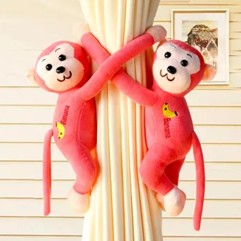

2Pcs/set Cartoon Monkey Curtain Buckle Windows Curtain Stuffed Doll Plush Toys Lovely Animal Decoration Curtain Accessories