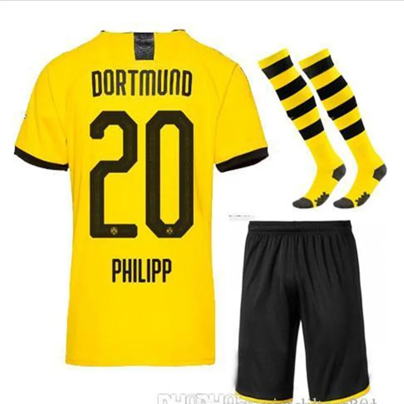 Комплект для взрослых+ носки, 19/20 Футбольная Футболка Дортмунд, GOTZE REUS PULISIC WITSEL, Детские Майки 19 20, Футбольная Футболка Дортмунд - Цвет: adults
