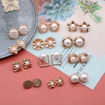 

Geometry Pearl Ear-Stud Elegant Classic Alloy Gift For Women Party