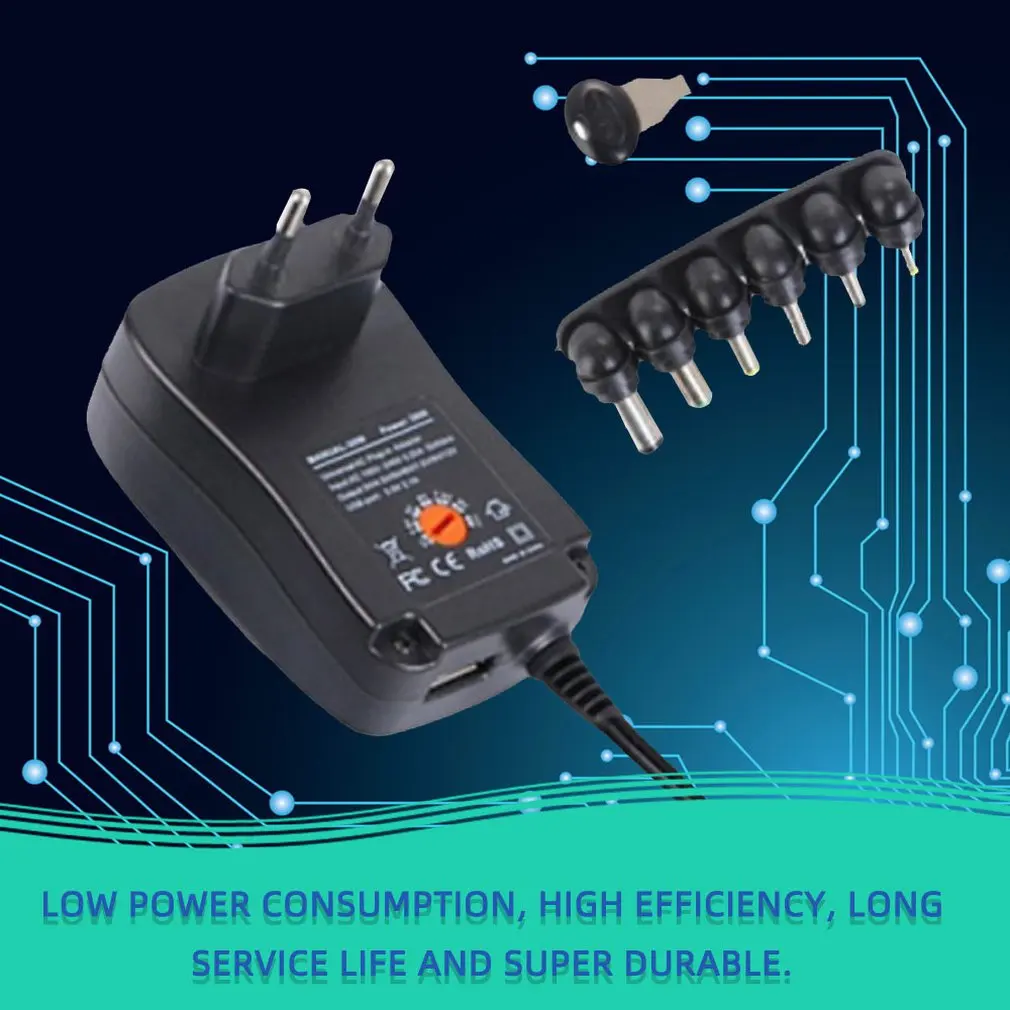 30W блок питания универсальный адаптер AC/DC 3 V/4,5 V/6 V/7,5 V/9 V/12 V 1.5A регулируемый
