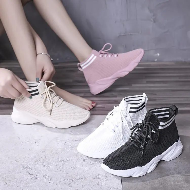 

High-Top Shoes Women's Summer Breathable Fly Weaver Shoes 2019 New Style Versatile Net Red Shoes Children Trendy Shoes Students