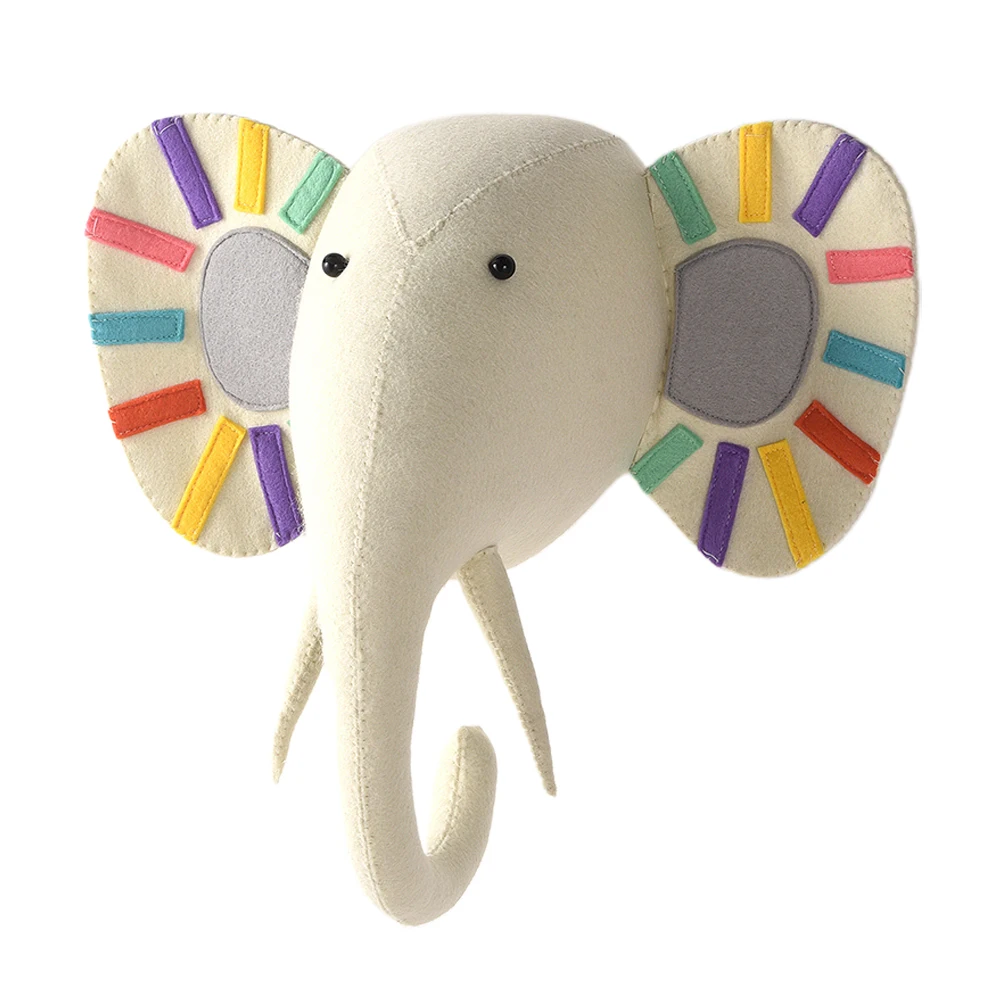 

Cute Art Dolls Nursery Hanging Decoration Home Cartoon 3D Gifts Craft Animal Head Bedroom Wall Ornament Kids Room