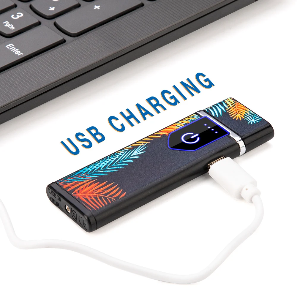 USB перезаряжаемая электрическая зажигалка сенсорный датчик отпечатков пальцев