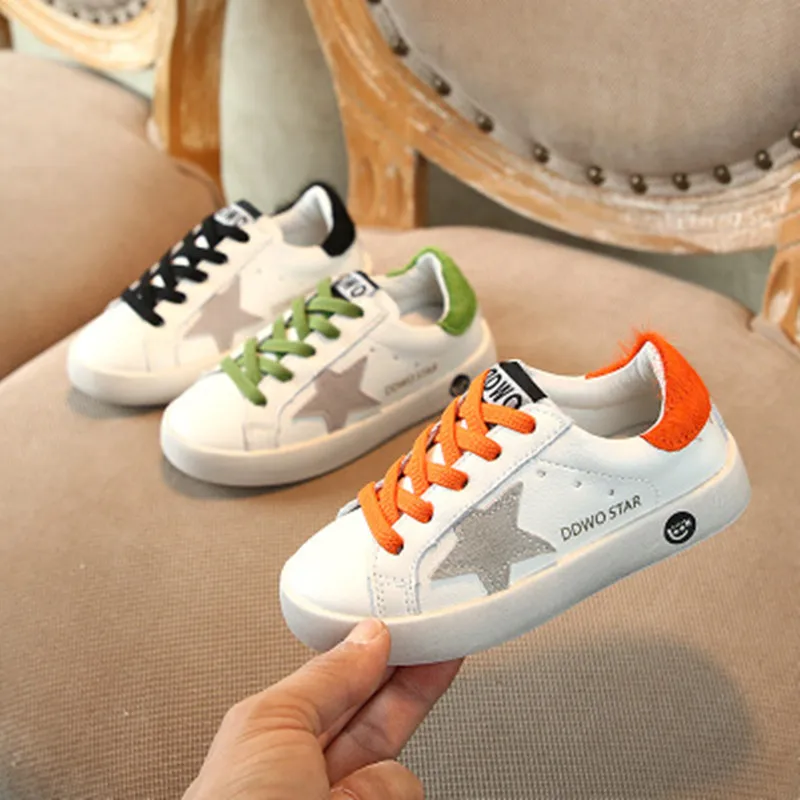 

2020 Spring New Children's Star Board Shoes Fashion Girls Cross Lace-up Soft-soled Shoes Boys Non-slip Low Band Casual Shoes